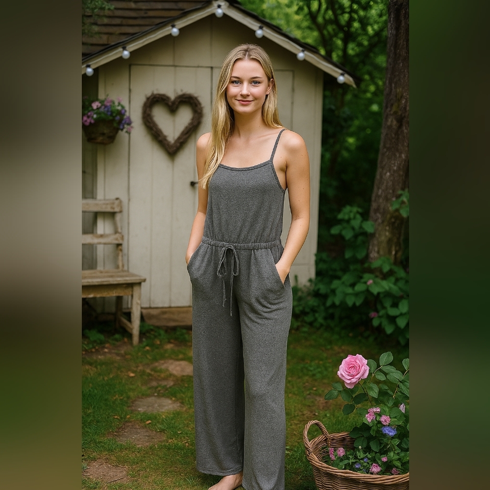 EARTHBOUND Green Grey Sleeveless Jumpsuit Size Medium NWOT